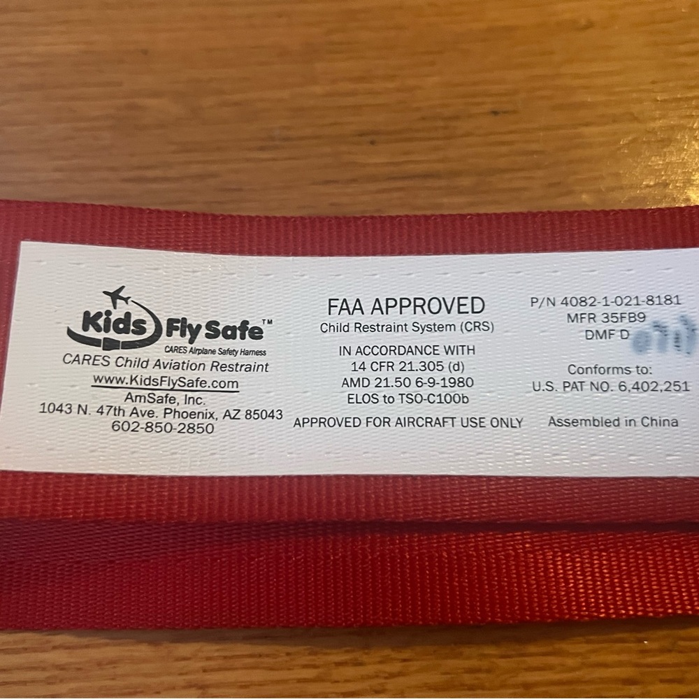 CARES Safety Harness - Kids Fly Safe toddler restraint harness for airplanes - Picture 4 of 6